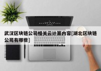 武汉区块链公司相关云计算内容[湖北区块链公司有哪些]